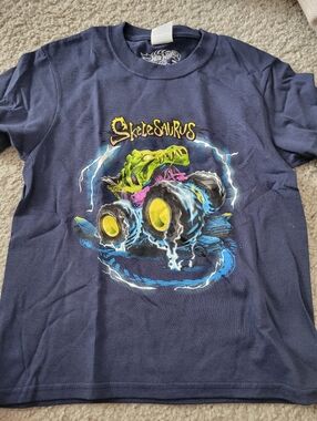 Skelesurus Monster Truck Graphic Tee - Navy Blue